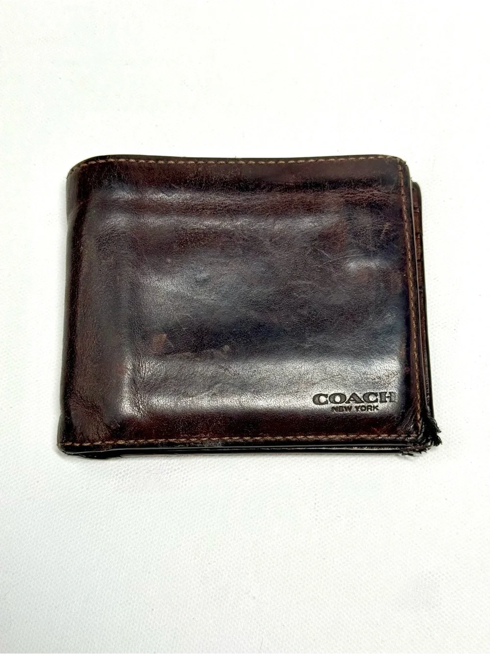 Vintage COACH Brown Genuine Sport Calf Leather Men's Bifold Billfold Wallet